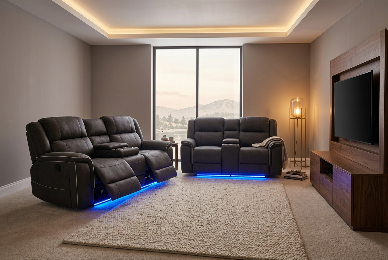 Hannah Leather recliner in a modern media room